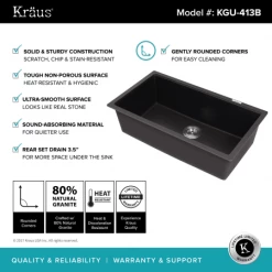 Kraus 31-1/2" Single Basin Undermount Granite Composite Kitchen Sink 10 Kraus 31-1/2" Single Basin Undermount Granite Composite Kitchen Sink -Kraus Sales Shop kraus kgu 413 infographic 682