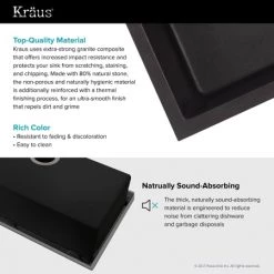 Kraus 31-1/2" Single Basin Undermount Granite Composite Kitchen Sink 13 Kraus 31-1/2" Single Basin Undermount Granite Composite Kitchen Sink -Kraus Sales Shop kraus kgu 413 material and soundproofing 685