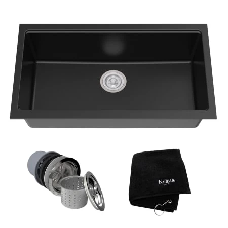 Kraus 31-1/2" Single Basin Undermount Granite Composite Kitchen Sink 3 Kraus 31-1/2" Single Basin Undermount Granite Composite Kitchen Sink