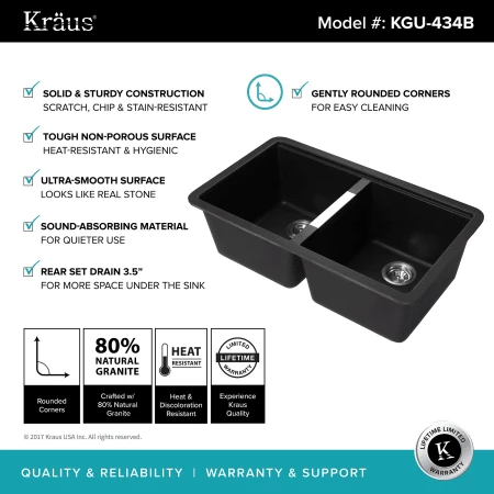 Kraus 32-1/2" Double Basin Undermount Granite Composite Kitchen Sink with 50/50 Split 6 Kraus 32-1/2" Double Basin Undermount Granite Composite Kitchen Sink with 50/50 Split - Image 4