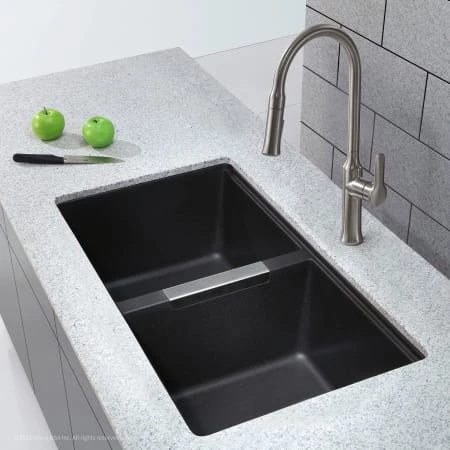 Kraus 32-1/2" Double Basin Undermount Granite Composite Kitchen Sink with 50/50 Split 7 Kraus 32-1/2" Double Basin Undermount Granite Composite Kitchen Sink with 50/50 Split - Image 5