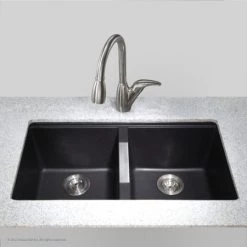 Kraus 32-1/2" Double Basin Undermount Granite Composite Kitchen Sink with 50/50 Split 13 Kraus 32-1/2" Double Basin Undermount Granite Composite Kitchen Sink with 50/50 Split -Kraus Sales Shop kraus kgu 434 installed view 2 690