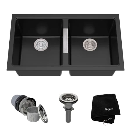 Kraus 32-1/2" Double Basin Undermount Granite Composite Kitchen Sink with 50/50 Split 3 Kraus 32-1/2" Double Basin Undermount Granite Composite Kitchen Sink with 50/50 Split