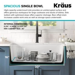 Kraus Bellucci 32" Undermount Single Basin Granite Kitchen Sink with Basket Strainer, Cutting Board, and Garbage Disposal 13 Kraus Bellucci 32" Undermount Single Basin Granite Kitchen Sink with Basket Strainer, Cutting Board, and Garbage Disposal -Kraus Sales Shop kraus kguw1 33 100 75mb alternate view 116