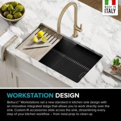 Kraus Bellucci 32" Undermount Single Basin Granite Kitchen Sink with Basket Strainer, Cutting Board, and Garbage Disposal -Kraus Sales Shop kraus kguw2 33 100 75mb alternate view 124