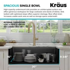 Kraus Bellucci 32" Undermount Single Basin Granite Kitchen Sink with Basket Strainer, Cutting Board, and Garbage Disposal -Kraus Sales Shop kraus kguw2 33 100 75mb alternate view 126
