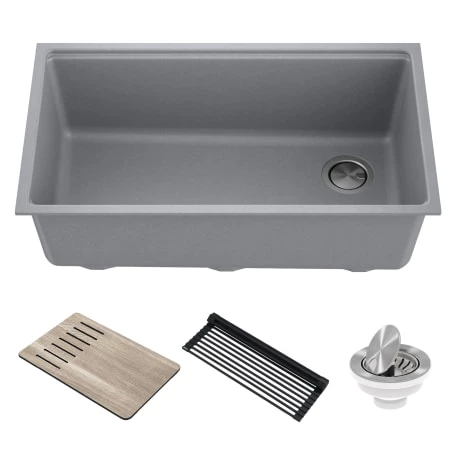 Kraus Bellucci 32" Undermount Single Basin Granite Composite Kitchen Sink with Basket Strainer, Cutting Board, and Drain Board 3 Kraus Bellucci 32" Undermount Single Basin Granite Composite Kitchen Sink with Basket Strainer, Cutting Board, and Drain Board