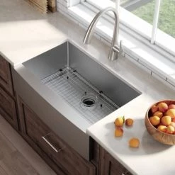 Kraus Standart PRO 32-7/8" Farmhouse Single Basin Stainless Steel Kitchen Sink with Basin Rack, Basket Strainer, and Garbage Dispsoal 10 Kraus Standart PRO 32-7/8" Farmhouse Single Basin Stainless Steel Kitchen Sink with Basin Rack, Basket Strainer, and Garbage Dispsoal -Kraus Sales Shop kraus khf200 33 100 75mb alternate view 135