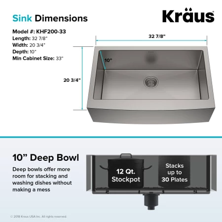 Kraus Standart PRO 32-7/8" Farmhouse Single Basin Stainless Steel Kitchen Sink with Basin Rack, Basket Strainer, and Garbage Dispsoal 7 Kraus Standart PRO 32-7/8" Farmhouse Single Basin Stainless Steel Kitchen Sink with Basin Rack, Basket Strainer, and Garbage Dispsoal - Image 5