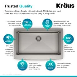 Kraus Standart PRO 32-7/8" Farmhouse Single Basin Stainless Steel Kitchen Sink with Basin Rack, Basket Strainer, and Garbage Dispsoal 13 Kraus Standart PRO 32-7/8" Farmhouse Single Basin Stainless Steel Kitchen Sink with Basin Rack, Basket Strainer, and Garbage Dispsoal -Kraus Sales Shop kraus khf200 33 100 75mb alternate view 138