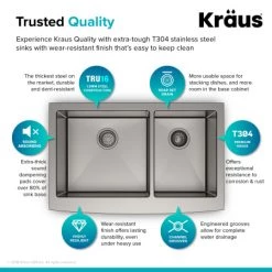 Kraus Standart PRO 35-7/8" Farmhouse Double Basin Stainless Steel Kitchen Sink with Basin Rack, Basket Strainer, and Garbage Dispsoal 13 Kraus Standart PRO 35-7/8" Farmhouse Double Basin Stainless Steel Kitchen Sink with Basin Rack, Basket Strainer, and Garbage Dispsoal -Kraus Sales Shop kraus khf203 36 100 75mb alternate view 149