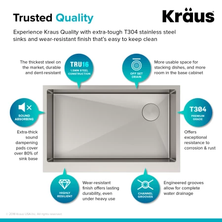 Kraus Standart PRO 33" Farmhouse Single Basin Stainless Steel Kitchen Sink - Includes Drain Assembly, Removable Drain Cap, Bottom Grid, and Kitchen Towel 8 Kraus Standart PRO 33" Farmhouse Single Basin Stainless Steel Kitchen Sink - Includes Drain Assembly, Removable Drain Cap, Bottom Grid, and Kitchen Towel - Image 6