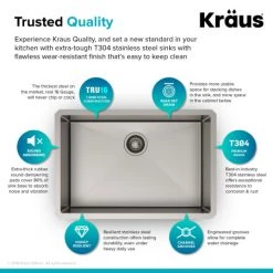 Kraus Standart PRO 28" Undermount Single Basin Stainless Steel Kitchen Sink with Sound Dampening - Includes Basket Strainer, Sink Grid, and Kitchen Towel -Kraus Sales Shop kraus khu100 28 trusted quality 23