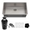 Kraus Standart PRO 30" Undermount Single Basin Stainless Steel Kitchen Sink with Basin Rack, Basket Strainer, Garbage Disposal, and NoiseDefend Technology 1 Kraus Standart PRO 30" Undermount Single Basin Stainless Steel Kitchen Sink with Basin Rack, Basket Strainer, Garbage Disposal, and NoiseDefend Technology -Kraus Sales Shop kraus khu100 30 100 75mb 5103876