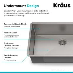 Kraus Standart PRO 32" Undermount Single Basin Stainless Steel Kitchen Sink with Basin Rack, Basket Strainer, Garbage Disposal, and NoiseDefend Technology -Kraus Sales Shop kraus khu100 32 100 75mb alternate view 170