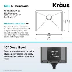 Kraus Standart PRO 23" Undermount Single Basin Stainless Steel Kitchen Sink with Basin Rack, Basket Strainer, Garbage Disposal, and NoiseDefend Technology 12 Kraus Standart PRO 23" Undermount Single Basin Stainless Steel Kitchen Sink with Basin Rack, Basket Strainer, Garbage Disposal, and NoiseDefend Technology -Kraus Sales Shop kraus khu101 23 100 75mb alternate view 181