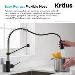 Kraus Standart PRO 23" Undermount Single Basin Stainless Steel Kitchen Sink with Deck Mounted 1.8 (GPM) Pre-Rinse Kitchen Faucet with Soap Dispenser -Kraus Sales Shop kraus khu101 23 1610 53ssmb alt image 6 41