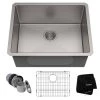 Kraus 23" Single Basin 16 Gauge Stainless Steel Kitchen Sink for Undermount Installations - Basin Rack and Basket Strainer Included -Kraus Sales Shop kraus khu101 23 6043512