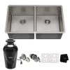 Kraus Standart PRO 32-3/4" Undermount Double Basin Stainless Steel Kitchen Sink with Basin Rack, Basket Strainer, and Garbage Dispsoal -Kraus Sales Shop kraus khu102 33 100 75mb 5103876