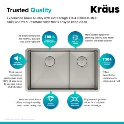 Kraus Standart PRO 32" Undermount Double Basin Stainless Steel Kitchen Sink with Basin Rack, Basket Strainer, Garbage Disposal, and NoiseDefend Technology -Kraus Sales Shop kraus khu103 32 100 75mb alternate view 204