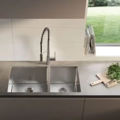 Kraus Standart PRO 32-3/4" Undermount Double Basin Stainless Steel Kitchen Sink with Basin Rack, Basket Strainer, and Garbage Dispsoal -Kraus Sales Shop kraus khu103 33 100 75mb alternate view 212