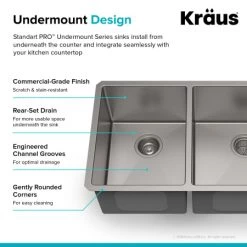 Kraus 32-3/4" Double Basin 16 Gauge Kitchen Sink for Undermount Installations with 40/60 Split 13 Kraus 32-3/4" Double Basin 16 Gauge Kitchen Sink for Undermount Installations with 40/60 Split -Kraus Sales Shop kraus khu104 33 alternate image 896