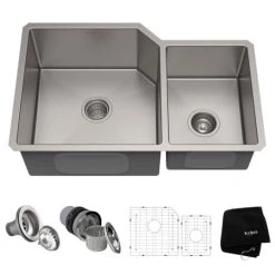 Kraus 32" Undermount 60/40 Double Bowl 16 Gauge Stainless Steel Kitchen Sink