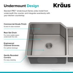 Kraus 32" Undermount 60/40 Double Bowl 16 Gauge Stainless Steel Kitchen Sink -Kraus Sales Shop kraus khu123 32 alternate image 921