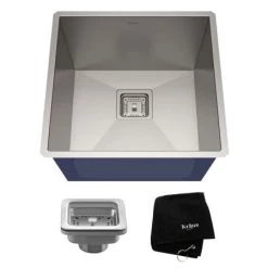 Kraus Pax 18-1/2" Single Basin 18 Gauge Stainless Steel Kitchen Sink for Undermount Installations with NoiseDefend Technology and Pax Zero-Radius Corners