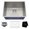 Kraus Pax 22-1/2" Single Basin 16 Gauge Stainless Steel Kitchen Sink for Undermount Installations with NoiseDefend Technology and Pax Zero-Radius Corners