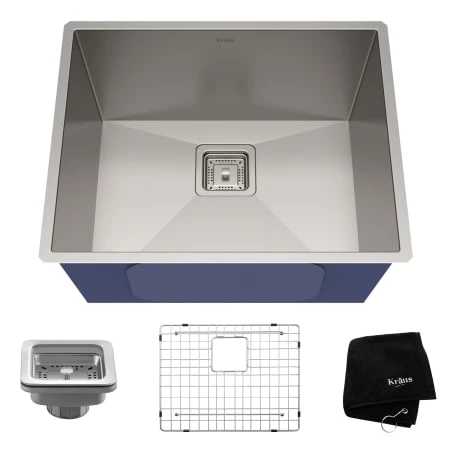Kraus Pax 22-1/2" Single Basin 16 Gauge Stainless Steel Kitchen Sink for Undermount Installations with NoiseDefend Technology and Pax Zero-Radius Corners 3 Kraus Pax 22-1/2" Single Basin 16 Gauge Stainless Steel Kitchen Sink for Undermount Installations with NoiseDefend Technology and Pax Zero-Radius Corners