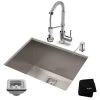 Kraus Pax 24" Undermount Single Basin Stainless Steel Kitchen Sink with Deck Mounted 1.8 (GPM) Pre-Rinse Kitchen Faucet with Soap Dispenser