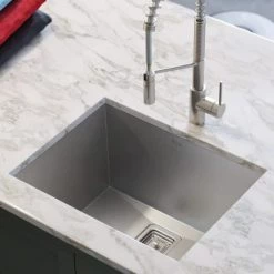Kraus Pax 24" Single Basin 18 Gauge Stainless Steel Kitchen Sink for Undermount Installations with NoiseDefend Technology and Pax Zero-Radius Corners -Kraus Sales Shop kraus khu24l alternate image 965