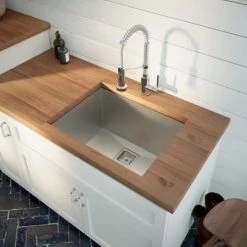 Kraus Pax 24" Single Basin 18 Gauge Stainless Steel Kitchen Sink for Undermount Installations with NoiseDefend Technology and Pax Zero-Radius Corners -Kraus Sales Shop kraus khu24l alternate image 966