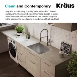 Kraus Pax 24" Single Basin 18 Gauge Stainless Steel Kitchen Sink for Undermount Installations with NoiseDefend Technology and Pax Zero-Radius Corners -Kraus Sales Shop kraus khu24l alternate image 968