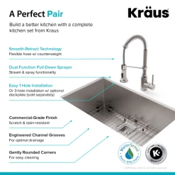 Kraus Pax 28-1/2" Undermount Single Basin Stainless Steel Kitchen Sink with Deck Mounted 1.8 (GPM) Pre-Rinse Kitchen Faucet with Soap Dispenser 11 Kraus Pax 28-1/2" Undermount Single Basin Stainless Steel Kitchen Sink with Deck Mounted 1.8 (GPM) Pre-Rinse Kitchen Faucet with Soap Dispenser -Kraus Sales Shop kraus khu29 1610 53 alternate image 1007