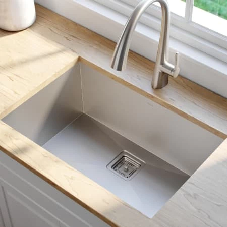 Kraus Pax 28-1/2" Single Basin 16 Gauge Stainless Steel Kitchen Sink for Undermount Installations with NoiseDefend Technology and Pax Zero-Radius Corners 4 Kraus Pax 28-1/2" Single Basin 16 Gauge Stainless Steel Kitchen Sink for Undermount Installations with NoiseDefend Technology and Pax Zero-Radius Corners - Image 2