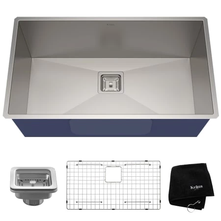 Kraus Pax 31-1/2" Single Basin 16 Gauge Stainless Steel Kitchen Sink for Undermount Installations with NoiseDefend Technology and Pax Zero-Radius Corners 3 Kraus Pax 31-1/2" Single Basin 16 Gauge Stainless Steel Kitchen Sink for Undermount Installations with NoiseDefend Technology and Pax Zero-Radius Corners