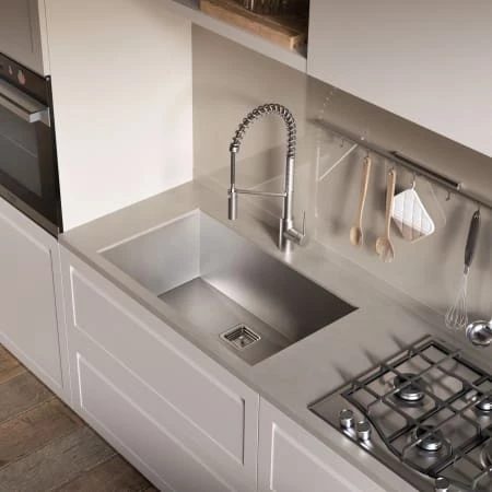 Kraus Pax 31-1/2" Single Basin 16 Gauge Stainless Steel Kitchen Sink for Undermount Installations with NoiseDefend Technology and Pax Zero-Radius Corners 5 Kraus Pax 31-1/2" Single Basin 16 Gauge Stainless Steel Kitchen Sink for Undermount Installations with NoiseDefend Technology and Pax Zero-Radius Corners - Image 3