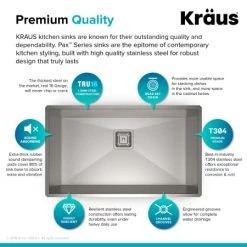 Kraus Pax 31-1/2" Single Basin 16 Gauge Stainless Steel Kitchen Sink for Undermount Installations with NoiseDefend Technology and Pax Zero-Radius Corners 12 Kraus Pax 31-1/2" Single Basin 16 Gauge Stainless Steel Kitchen Sink for Undermount Installations with NoiseDefend Technology and Pax Zero-Radius Corners -Kraus Sales Shop kraus khu32 alternate image 1016