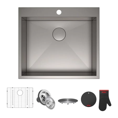 Kraus Pax 25" Drop In Single Basin Stainless Steel Kitchen Sink with Sound Dampening - Includes Basket Strainer, Drain Cover, Oven Mitt, Basin Rack, and Trivet 3 Kraus Pax 25" Drop In Single Basin Stainless Steel Kitchen Sink with Sound Dampening - Includes Basket Strainer, Drain Cover, Oven Mitt, Basin Rack, and Trivet