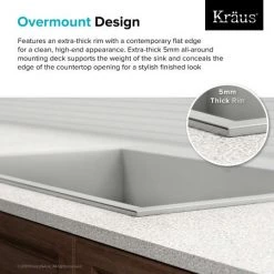 Kraus Pax 25" Drop In Single Basin Stainless Steel Kitchen Sink with Sound Dampening - Includes Basket Strainer, Drain Cover, Oven Mitt, Basin Rack, and Trivet 13 Kraus Pax 25" Drop In Single Basin Stainless Steel Kitchen Sink with Sound Dampening - Includes Basket Strainer, Drain Cover, Oven Mitt, Basin Rack, and Trivet -Kraus Sales Shop kraus kp1ts25s 1 overmount design 36