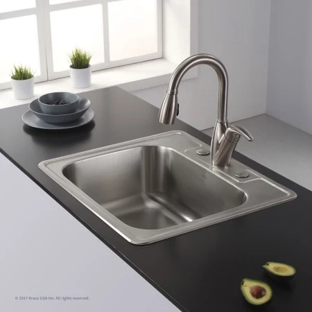 Kraus 25" Drop In Single Bowl 18 Gauge Stainless Steel Kitchen Sink 7 Kraus 25" Drop In Single Bowl 18 Gauge Stainless Steel Kitchen Sink - Image 5