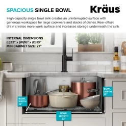 Kraus Kore 23-7/8" Farmhouse Single Basin Stainless Steel Kitchen Sink with Basin Rack, Basket Strainer, Cutting Board, and NoiseDefend Technology 13 Kraus Kore 23-7/8" Farmhouse Single Basin Stainless Steel Kitchen Sink with Basin Rack, Basket Strainer, Cutting Board, and NoiseDefend Technology -Kraus Sales Shop kraus kwf210 24 alternate view 226