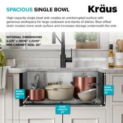 Kraus Kore 26-7/8" Farmhouse Single Basin Stainless Steel Kitchen Sink with Basin Rack, Basket Strainer, Cutting Board, and NoiseDefend Technology 13 Kraus Kore 26-7/8" Farmhouse Single Basin Stainless Steel Kitchen Sink with Basin Rack, Basket Strainer, Cutting Board, and NoiseDefend Technology -Kraus Sales Shop kraus kwf210 27 alternate view 240