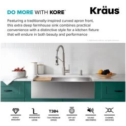 Kraus Kore 29-7/8" Farmhouse Single Basin Stainless Steel Kitchen Sink with Basin Rack, Basket Strainer, Cutting Board, Drying Mat, and Cover Cap -Kraus Sales Shop kraus kwf210 30 alternate view 72