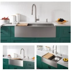 Kraus Kore 32-7/8" Farmhouse Single Basin Stainless Steel Kitchen Sink with Basin Rack, Basket Strainer, Cutting Board, Drying Mat, and Cover Cap -Kraus Sales Shop kraus kwf210 33 alternate view 84