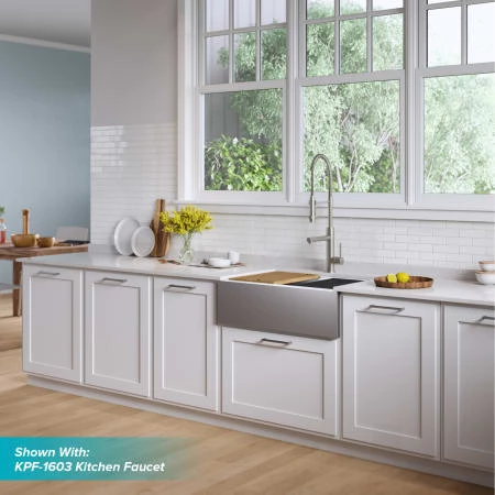 Kraus Kore 30" Farmhouse Single Basin Stainless Steel Kitchen Sink - Basin Rack, Strainer, Cutting Board, and Drainboard Included 8 Kraus Kore 30" Farmhouse Single Basin Stainless Steel Kitchen Sink - Basin Rack, Strainer, Cutting Board, and Drainboard Included - Image 6