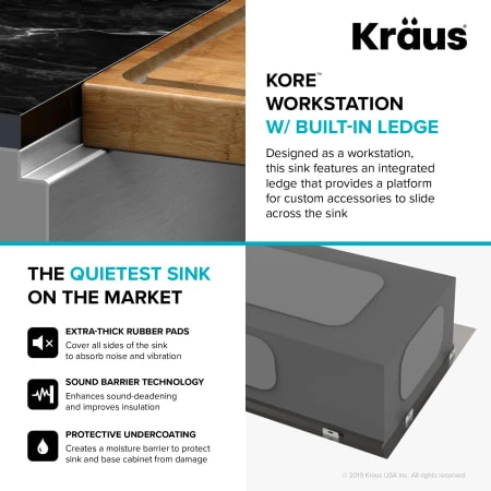 Kraus Kore 32-7/8" Farmhouse Single Basin Stainless Steel Kitchen Sink with Basin Rack, Basket Strainer, Cutting Board, and Garbage Dispsoal 6 Kraus Kore 32-7/8" Farmhouse Single Basin Stainless Steel Kitchen Sink with Basin Rack, Basket Strainer, Cutting Board, and Garbage Dispsoal - Image 4
