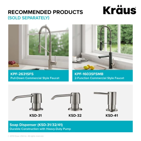 Kraus Kore 32-7/8" Farmhouse Single Basin Stainless Steel Kitchen Sink with Basin Rack, Basket Strainer, Cutting Board, and Drain Board 6 Kraus Kore 32-7/8" Farmhouse Single Basin Stainless Steel Kitchen Sink with Basin Rack, Basket Strainer, Cutting Board, and Drain Board - Image 4